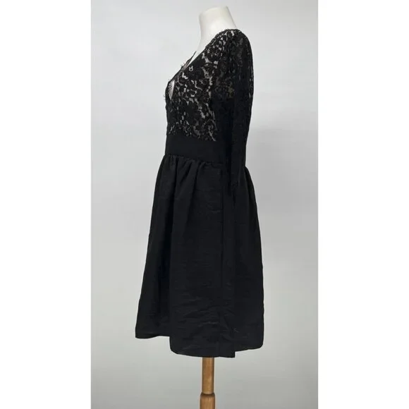 Eliza J Scallop Midi Dress Size 10 Lace Black Event Whimsygoth Elegant Formal - Picture 3 of 12